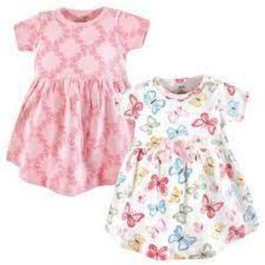 NWT TOUCHED BY NATURE 2 PIECE ORGANIC COTTON DRESS SET BUTTERFLIES & PINK DESIGN